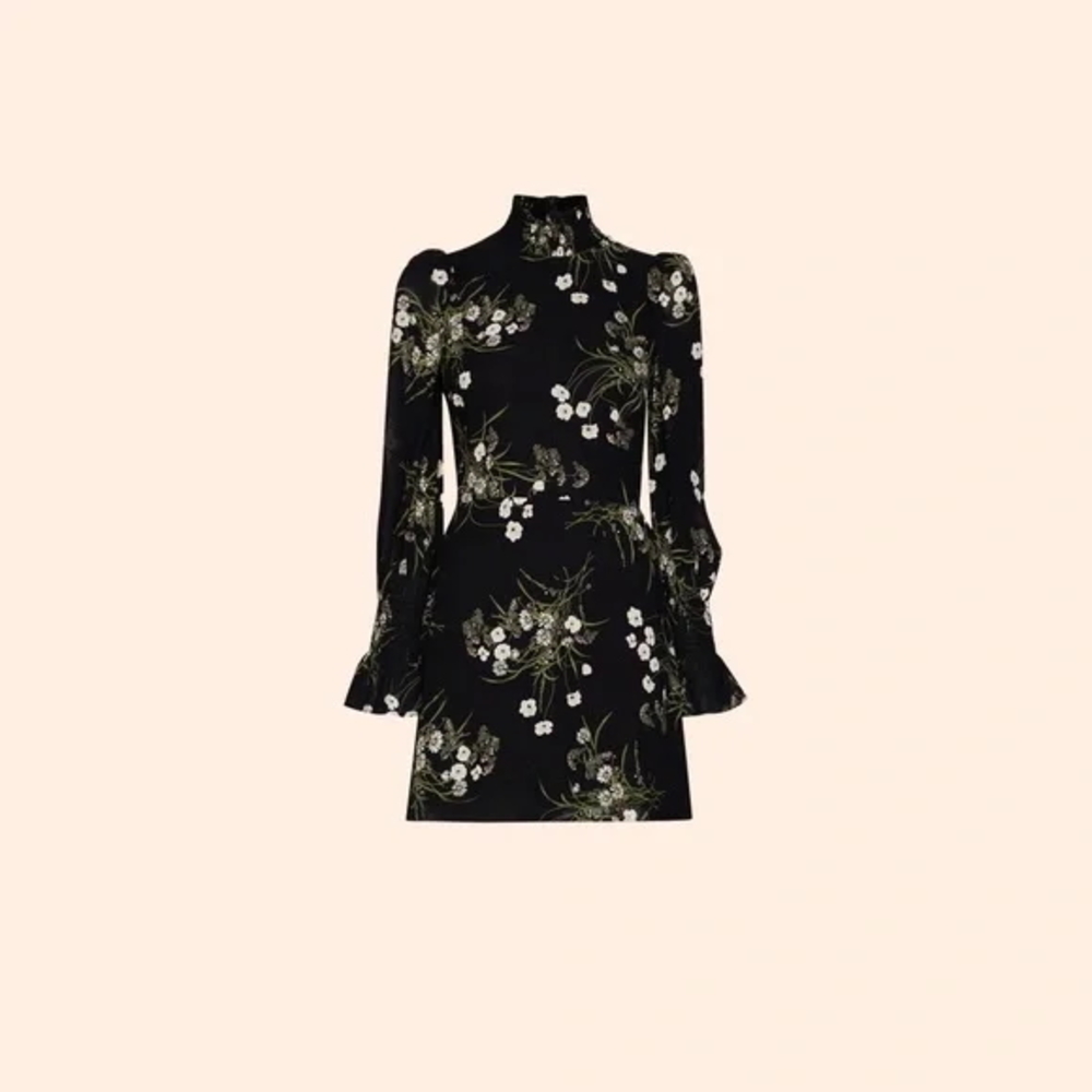 NWT Reformation Black Floral Mini Dress